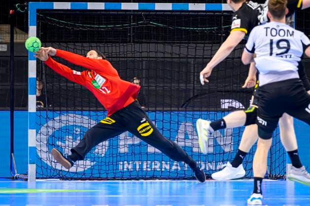 Stuttgart, Germany 02 Mail 2021 Mens EHF Euro 2022 Qualification, Germany vs Estonia Goalkeeper Silvio Heinevetter Germany MT Melsungen Stuttgart Porsche Arena Baden Württemberg Germany