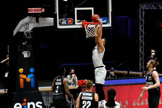 02 05 2021, easyCredit Basketball Bundesliga, BBL, season 2020 2021, men, Chemnitz Niners Ratiopharm Ulm Filip Stanic, Niners Chemnitz Chemnitz Fair Chemnitz Saxony Germany