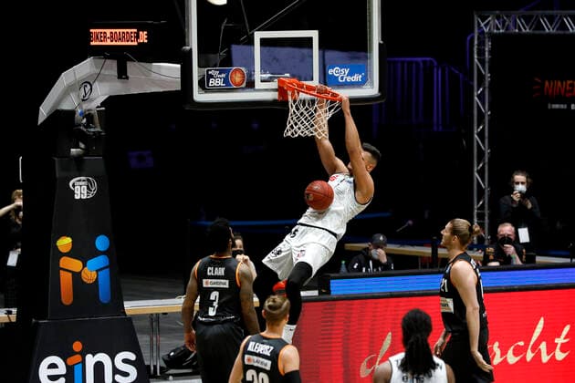 02 05 2021, easyCredit Basketball Bundesliga, BBL, season 2020 2021, men, Chemnitz Niners Ratiopharm Ulm Filip Stanic, Niners Chemnitz Chemnitz Fair Chemnitz Saxony Germany