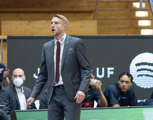 Tuomas Iisalo Hakro Merlins Crailsheim, Heac Coach HAKRO Merlins Crailsheim vs Hamburg Towers, Basketball, Bundesliga, easy credit BBL, Matchday 32, Season 2020 2021, 02 05 2021, ¨¨ HAKRO Merlins Crailsheim vs Hamburg Towers, Basketball, Bundesliga, easy credit BBL, Matchday 32, Season 2020 2021, 02 05 2021 Ilshofen. Copyright: xNinaxSander xEibnerxPressefotoxIx EP_NSR