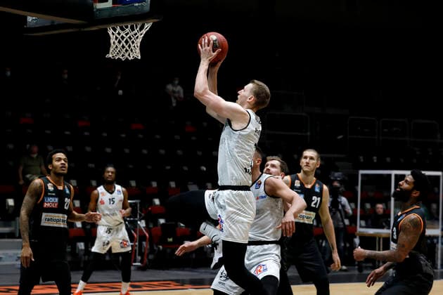 02 05 2021, easyCredit Basketball Bundesliga, BBL, season 2020 2021, men, Chemnitz Niners Ratiopharm Ulm Jonas Richter, Niners Chemnitz Chemnitz Fair Chemnitz Saxony Germany