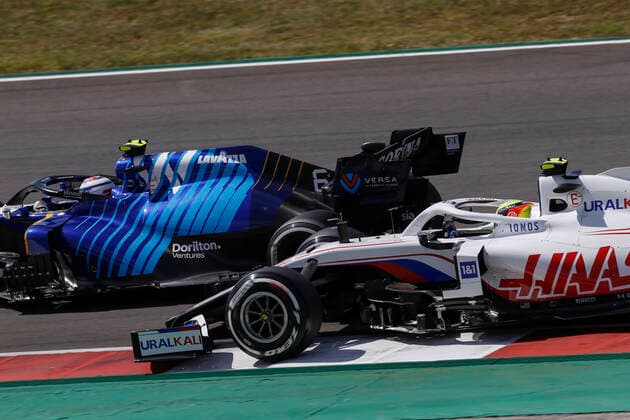 47 Mick Schumacher GER, Haas F1 Team , 6 Nicholas Latifi CAN, Williams Racing , F1 Grand Prix of Portugal at Autodromo Internacional do Algarve on May 2, 2021 in Portimao, Portugal Photo by HOCH ZWEI Portimao Portugal