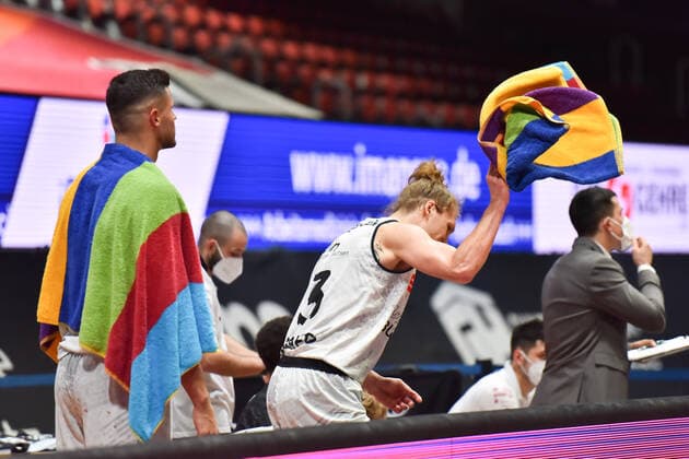 Chemnitz, Germany 02 May 2021 BBL 2020 2021 Niners Chemnitz vs Ratiopharm Ulm disappointment disappointment at v li Filip Stanic Chemnitz and Malte Ziegenhagen Chemnitz Fair Chemnitz Saxony Copyright: xFotostandx xDostmannx