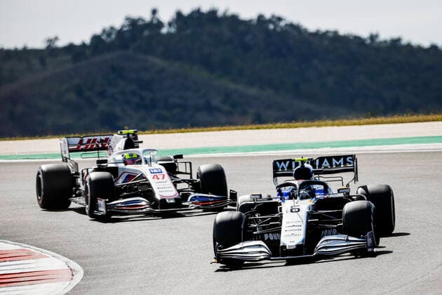 6 Nicholas Latifi CAN, Williams Racing , 47 Mick Schumacher GER, Haas F1 Team , F1 Grand Prix of Portugal at Autodromo Internacional do Algarve on May 2, 2021 in Portimao, Portugal Photo by HOCH ZWEI Portimao Portugal