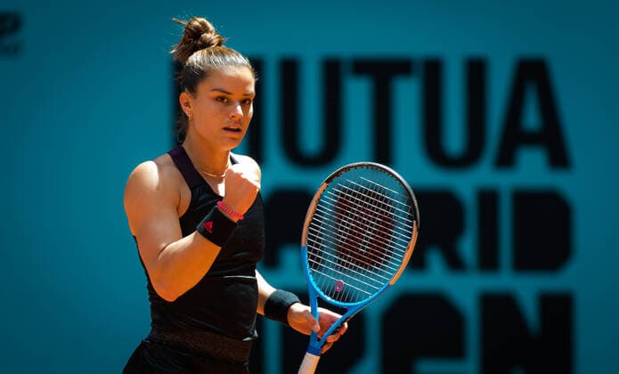 May 2, 2021, MADRID, MADRID, SPAIN: Maria Sakkari of Greece in action during the second round of the 2021 Mutua Madrid Open WTA, Tennis Damen 1000 tournament against Anett Kontaveit of Estonia MADRID SPAIN - ZUMAa181 20210502_zaa_a181_358 Copyright: xRobxPrangex