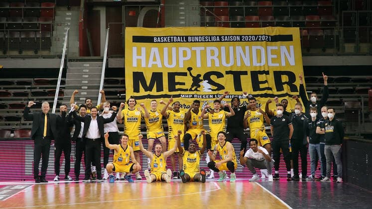 Ludwigsburg is early eister of the Bundesliga banner in the MHP Arena MHP Riesen Ludwigsburg vs Telekom Baskets Bonn Basketball Bundesliga 2020 2021 Ludwigsburg , GER, 02 05 2021,