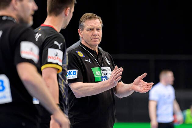 Stuttgart, Germany 02 Mail 2021 Mens EHF Euro 2022 Qualification, Germany vs Estonia Coach Alfred Gislason Germany Stuttgart Porsche Arena Baden Württemberg Germany.