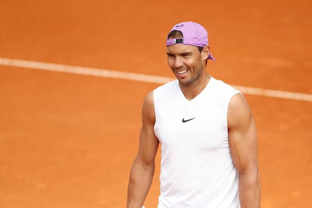 May 3, 2021, MADRID, MADRID, SPAIN: Rafael Nadal of Spain in action during his practice session for the ATP, Tennis Herren Masters 1000 - Mutua Madrid Open 2021 at La Caja Magica on May 3, 2021 in Madrid, Spain. MADRID SPAIN - ZUMAa181 20210503_zaa_a181_001 Copyright: xOscarxJ.xBarrosox