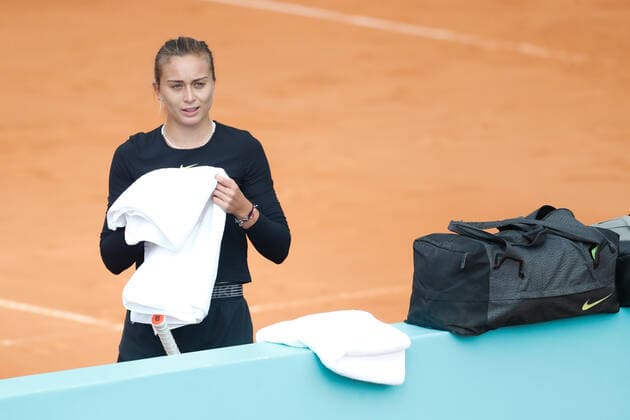 May 3, 2021, MADRID, MADRID, SPAIN: Paula Badosa of Spain in action during her practice session for the WTA, Tennis Damen 1000 - Mutua Madrid Open 2021 at La Caja Magica on May 3, 2021 in Madrid, Spain. MADRID SPAIN - ZUMAa181 20210503_zaa_a181_004 Copyright: xOscarxJ.xBarrosox