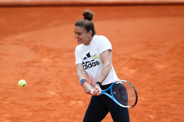 May 3, 2021, MADRID, MADRID, SPAIN: Maria Sakkari of Spain in action during her practice session for the WTA, Tennis Damen 1000 - Mutua Madrid Open 2021 at La Caja Magica on May 3, 2021 in Madrid, Spain. MADRID SPAIN - ZUMAa181 20210503_zaa_a181_008 Copyright: xOscarxJ.xBarrosox