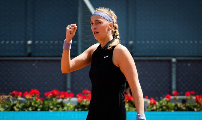 Mandatory Credit: Photo by Rob Prange Shutterstock (11876065ar) Petra Kvitova of the Czech Republic in action during the third round of the 2021 Mutua Madrid Open WTA, Tennis Damen 1000 tournament Mutua Madrid Open, Tennis, La Caja Magica, Madrid, Spain - 03 May 2021 Mutua Madrid Open, Tennis, La Caja Magica, Madrid, Spain - 03 May 2021  Copyright: xRobxPrange Shutterstockx 11876065ar
