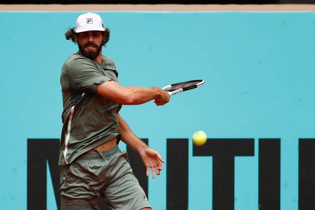 May 3, 2021, MADRID, MADRID, SPAIN: Reilly Opelka of United States in action during his Men s Singles match, round of 64, against Dominik Koepfer of Germany on the ATP, Tennis Herren Masters 1000 - Mutua Madrid Open 2021 at La Caja Magica on May 3, 2021 in Madrid, Spain. MADRID SPAIN - ZUMAa181 20210503_zaa_a181_065 Copyright: xOscarxJ.xBarrosox