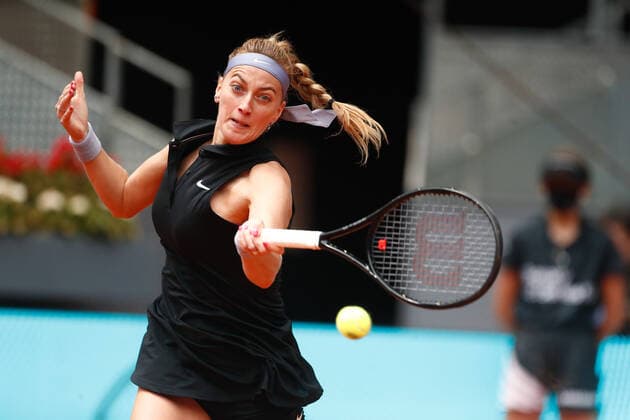 May 3, 2021, MADRID, MADRID, SPAIN: Petra Kvitova of Czech Republic in action during his Men s Singles match, round of 64, against Veronika Kudermetova of Russia on the WTA, Tennis Damen 1000 - Mutua Madrid Open 2021 at La Caja Magica on May 3, 2021 in Madrid, Spain. MADRID SPAIN - ZUMAa181 20210503_zaa_a181_085 Copyright: xOscarxJ.xBarrosox