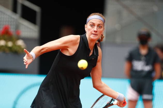May 3, 2021, MADRID, MADRID, SPAIN: Petra Kvitova of Czech Republic in action during his Men s Singles match, round of 64, against Veronika Kudermetova of Russia on the WTA, Tennis Damen 1000 - Mutua Madrid Open 2021 at La Caja Magica on May 3, 2021 in Madrid, Spain. MADRID SPAIN - ZUMAa181 20210503_zaa_a181_086 Copyright: xOscarxJ.xBarrosox