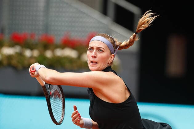 May 3, 2021, MADRID, MADRID, SPAIN: Petra Kvitova of Czech Republic in action during his Men s Singles match, round of 64, against Veronika Kudermetova of Russia on the WTA, Tennis Damen 1000 - Mutua Madrid Open 2021 at La Caja Magica on May 3, 2021 in Madrid, Spain. MADRID SPAIN - ZUMAa181 20210503_zaa_a181_087 Copyright: xOscarxJ.xBarrosox
