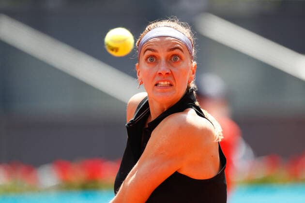 Sport Bilder des Tages May 3, 2021, MADRID, MADRID, SPAIN: Petra Kvitova of Czech Republic in action during his Men s Singles match, round of 64, against Veronika Kudermetova of Russia on the WTA, Tennis Damen 1000 - Mutua Madrid Open 2021 at La Caja Magica on May 3, 2021 in Madrid, Spain. MADRID SPAIN - ZUMAa181 20210503_zaa_a181_090 Copyright: xOscarxJ.xBarrosox