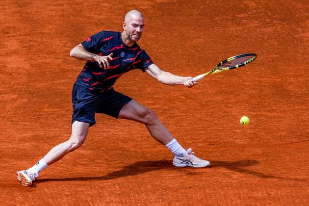 French tennis player Adrian Mannarino in action during his match against Spanish Carlos Alcaraz during their match at the Mutua Madrid Open tennis tournament game held at La Caja Magica tennis complex in Madrid, Spain, 03 May 2021. Adrian Mannarino vs Carlos Alcaraz !ACHTUNG: NUR REDAKTIONELLE NUTZUNG!  Copyright: xJuanJoxMartinx GRAF8262 20210503-637556587895686830