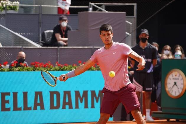 Adrian Mannarino FRA vs Carlos Alcaraz SPA during the Monday session at the Mutua Madrid Tennis Open, Madrid May 3, 2021 Cordon Press  xx xx