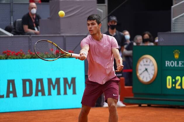 Adrian Mannarino FRA vs Carlos Alcaraz SPA during the Monday session at the Mutua Madrid Tennis Open, Madrid May 3, 2021 Cordon Press  xx xx