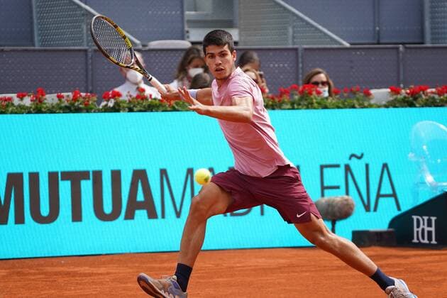 Adrian Mannarino FRA vs Carlos Alcaraz SPA during the Monday session at the Mutua Madrid Tennis Open, Madrid May 3, 2021 Cordon Press  xx xx