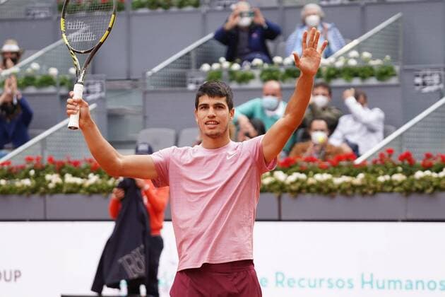Adrian Mannarino FRA vs Carlos Alcaraz SPA during the Monday session at the Mutua Madrid Tennis Open, Madrid May 3, 2021 Cordon Press  xx xx