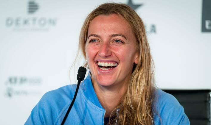 Mandatory Credit: Photo by Rob Prange Shutterstock (11876065bo) Petra Kvitova of the Czech Republic talks to thhe media after winning the third round of the 2021 Mutua Madrid Open WTA, Tennis Damen 1000 tournament Mutua Madrid Open, Tennis, La Caja Magica, Madrid, Spain - 03 May 2021 Mutua Madrid Open, Tennis, La Caja Magica, Madrid, Spain - 03 May 2021  Copyright: xRobxPrange Shutterstockx 11876065bo
