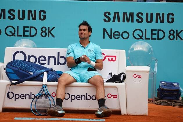 Carlos Taberner SPA vs FabioFognini ITA during the Monday session at the Mutua Madrid Tennis Open, Madrid May 3, 2021 Cordon Press  xx xx