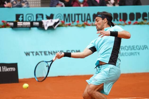 Carlos Taberner SPA vs FabioFognini ITA during the Monday session at the Mutua Madrid Tennis Open, Madrid May 3, 2021 Cordon Press  xx xx