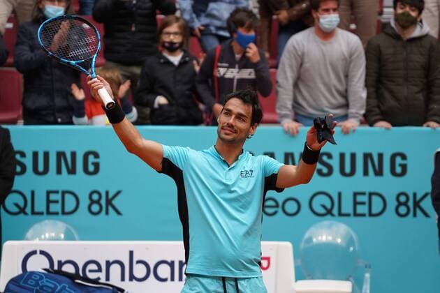 Carlos Taberner SPA vs FabioFognini ITA during the Monday session at the Mutua Madrid Tennis Open, Madrid May 3, 2021 Cordon Press  xx xx