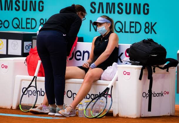 Mandatory Credit: Photo by Rob Prange Shutterstock (11876065cf) Paula Badosa of Spain in action during the third round of the 2021 Mutua Madrid Open WTA, Tennis Damen 1000 tournament Mutua Madrid Open, Tennis, La Caja Magica, Madrid, Spain - 03 May 2021 Mutua Madrid Open, Tennis, La Caja Magica, Madrid, Spain - 03 May 2021  Copyright: xRobxPrange Shutterstockx 11876065cf