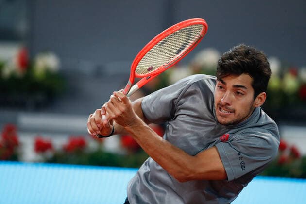 May 3, 2021, MADRID, MADRID, SPAIN: Cristian Garin of Chile in action during his Men s Singles match, round of 64, against Fernando Verdasco of Spain on the ATP, Tennis Herren Masters 1000 - Mutua Madrid Open 2021 at La Caja Magica on May 3, 2021 in Madrid, Spain. MADRID SPAIN - ZUMAa181 20210503_zaa_a181_340 Copyright: xOscarxJ.xBarrosox