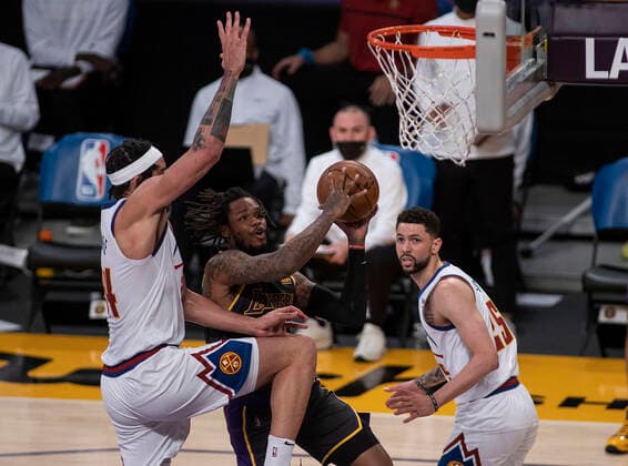 May 3, 2021, Los Angeles, California, USA: of the Los Angeles Lakers during their regular season NBA, Basketball Herren, USA game with the Denver Nuggets on Monday May 3, 2021 at the Staples Center in Los Angeles, California. Lakers defeat Nuggets, 93-89. PI Los Angeles USA - ZUMAp124 20210503_zaa_p124_034 Copyright: xJAVIERxROJASx