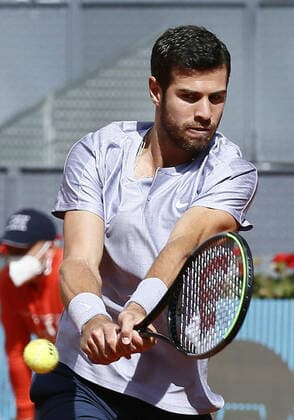Tennis: Madrid Open Russia s Karen Khachanov is pictured during his Madrid Open first-round match against Kei Nishikori of Japan on May 4, 2021, in Madrid, Spain. 