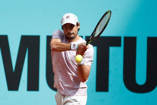 May 4, 2021, MADRID, MADRID, SPAIN: Guido Pella of Argentina in action during his Men s Singles match, round of 64, against Jannik Sinner of Italy on the ATP, Tennis Herren Masters 1000 - Mutua Madrid Open 2021 at La Caja Magica on May 4, 2021 in Madrid, Spain. MADRID SPAIN - ZUMAa181 20210504_zaa_a181_002 Copyright: xOscarxJ.xBarrosox