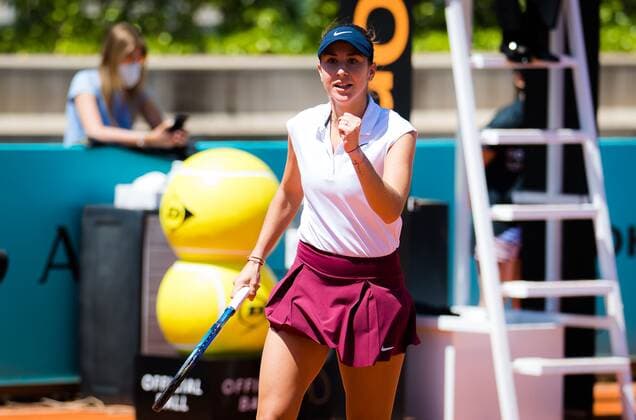 Mandatory Credit: Photo by Rob Prange Shutterstock (11888284t) Belinda Bencic of Switzerland playing doubles at the 2021 Mutua Madrid Open WTA, Tennis Damen 1000 tournament Mutua Madrid Open, Tennis, La Caja Magica, Madrid, Spain - 04 May 2021 Mutua Madrid Open, Tennis, La Caja Magica, Madrid, Spain - 04 May 2021  Copyright: xRobxPrange Shutterstockx 11888284t