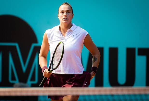 Mandatory Credit: Photo by Rob Prange Shutterstock (11888284aa) Aryna Sabalenka of Belarus in action during the third round of the 2021 Mutua Madrid Open WTA, Tennis Damen 1000 tournament Mutua Madrid Open, Tennis, La Caja Magica, Madrid, Spain - 04 May 2021 Mutua Madrid Open, Tennis, La Caja Magica, Madrid, Spain - 04 May 2021  Copyright: xRobxPrange Shutterstockx 11888284aa