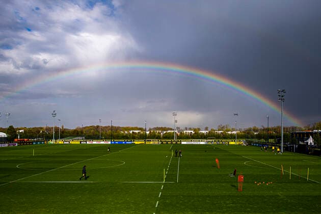 Football 1 Bundesliga, season 2020 2021, training of Borussia Dortmund on 04 05 2021 in Dortmund Brackel North Rhine Westphalia A rainbow shines over the training area as well as the training ground Copyright: xChristopherxNeundorf GuidoxKirchnerx