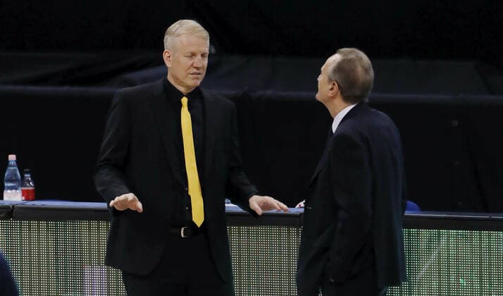 Coach John Patrick, Coach Aito Garcia Reneses Sports Basketball BBL Bundesliga Men Season 2020 2021 04 05 2021 ALBA Berlin vs MHP Riesen Ludwigsburg
