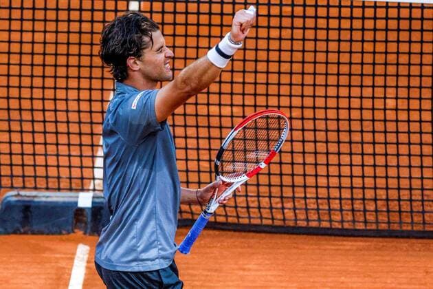 Dominic Thiem of Austria reacts against Marcos Giron of US during their match at the Mutua Madrid Open tennis tournament held at La Caja Magica tennis complex in Madrid, Spain, 04 May 2021. Spanish Tennis Mutua Madrid !ACHTUNG: NUR REDAKTIONELLE NUTZUNG!  Copyright: xJuanjoxMartinx GRAF9330 20210504-637557593058247988