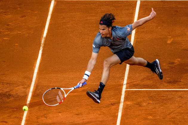 Dominic Thiem of Austria in action against Marcos Giron of US during their match at the Mutua Madrid Open tennis tournament held at La Caja Magica tennis complex in Madrid, Spain, 04 May 2021. Spanish Tennis Mutua Madrid !ACHTUNG: NUR REDAKTIONELLE NUTZUNG!  Copyright: xJuanjoxMartinx GRAF9334 20210504-637557597001535005