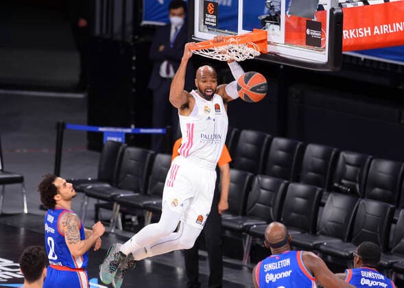 Alex Tyus of Real Madrid during the Turkish Airlines Euroleague quarter final 5th match between Anadolu Efes and Real Madrid at Sinan Erdem Dome in Istanbul , Turkey on May 04 , 2021. 