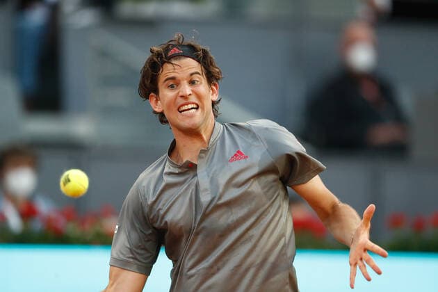 May 4, 2021, MADRID, MADRID, SPAIN: Marcos Giron of United States in action during his Men s Singles match, round of 32, against Dominic Thiem of Austria on the ATP, Tennis Herren Masters 1000 - Mutua Madrid Open 2021 at La Caja Magica on May 4, 2021 in Madrid, Spain. MADRID SPAIN - ZUMAa181 20210504_zaa_a181_277 Copyright: xOscarxJ.xBarrosox