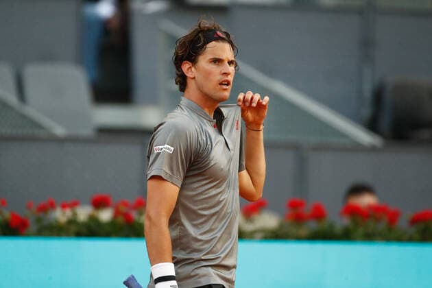 May 4, 2021, MADRID, MADRID, SPAIN: Marcos Giron of United States in action during his Men s Singles match, round of 32, against Dominic Thiem of Austria on the ATP, Tennis Herren Masters 1000 - Mutua Madrid Open 2021 at La Caja Magica on May 4, 2021 in Madrid, Spain. MADRID SPAIN - ZUMAa181 20210504_zaa_a181_282 Copyright: xOscarxJ.xBarrosox