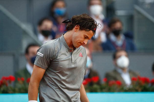 May 4, 2021, MADRID, MADRID, SPAIN: Marcos Giron of United States in action during his Men s Singles match, round of 32, against Dominic Thiem of Austria on the ATP, Tennis Herren Masters 1000 - Mutua Madrid Open 2021 at La Caja Magica on May 4, 2021 in Madrid, Spain. MADRID SPAIN - ZUMAa181 20210504_zaa_a181_283 Copyright: xOscarxJ.xBarrosox