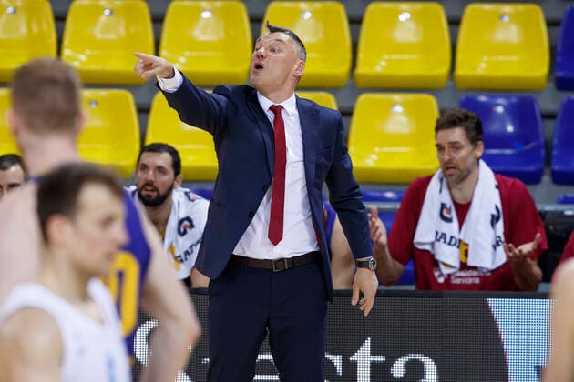 May 4, 2021, Barcelona, Spain: Sarunas Jasikevicius of FC Barcelona, Barca during the Turkish Airlines EuroLeague match between FC Barcelona and Zenit San Petersbourg at Palau Blaugrana in Barcelona, Spain. Barcelona Spain - ZUMAd159 20210504_zia_d159_036 Copyright: xDavidxRamirezx