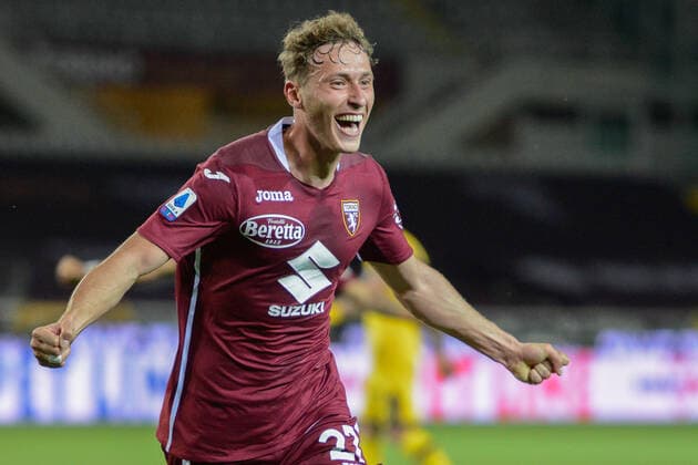 Torino FC v Parma Calcio, Serie A, Turin, Italy Turin, Italy. 3rd, May 2021. Mërgim Vojvoda (27) of Torino FC scores and celebrates during the Serie A match between Torino FC and Parma Calcio at Stadio Grande Torino in Turin, Italy. Turin Italy  Copyright: xGonzalesxPhoto TommasoxFimianox