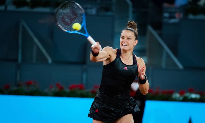 May 4, 2021, MADRID, MADRID, SPAIN: Maria Sakkari of Greece in action during her third round match at the 2021 Mutua Madrid Open WTA, Tennis Damen 1000 tournament against Karolina Muchova of the Czech Republic MADRID SPAIN - ZUMAa181 20210504_zaa_a181_373 Copyright: xRobxPrangex