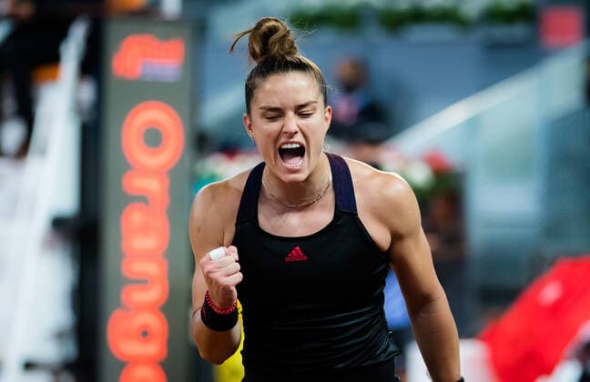 May 4, 2021, MADRID, MADRID, SPAIN: Maria Sakkari of Greece in action during her third round match at the 2021 Mutua Madrid Open WTA, Tennis Damen 1000 tournament against Karolina Muchova of the Czech Republic MADRID SPAIN - ZUMAa181 20210504_zaa_a181_382 Copyright: xRobxPrangex