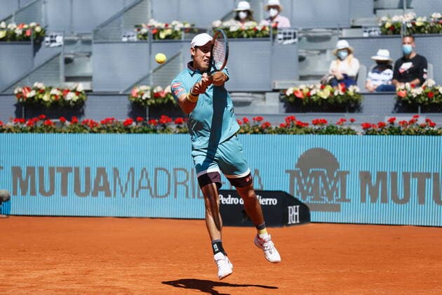 Kei Nishikori (JPN), MAY 4, 2021 - Tennis : Kei Nishikori of Japan during singles 1st round match against Karen Khachanov of Russia on the ATP, Tennis Herren Masters 1000 Mutua Madrid Open tennis tournament at the Caja Magica in Madrid, Spain. Noxthirdxpartyxsales  (159618820)