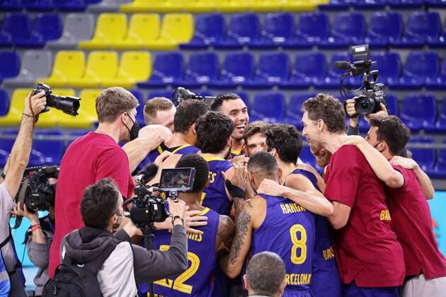 May 04, 2021, Barcelona, Catalonia, Spain FC Barcelona players celebrate st the end of the match betweeen FC Barcelona and Zenit Saint Petersburg, corresponding to the 5th match of the 1 4 final of the Euroleague, played at the Palau Blaugrana Photo JGS Cordon Press Cordon Press  xx xx